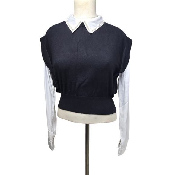 Black & White Tops - On 12th Young Ladies Sweater Shirt Size Medium Black White